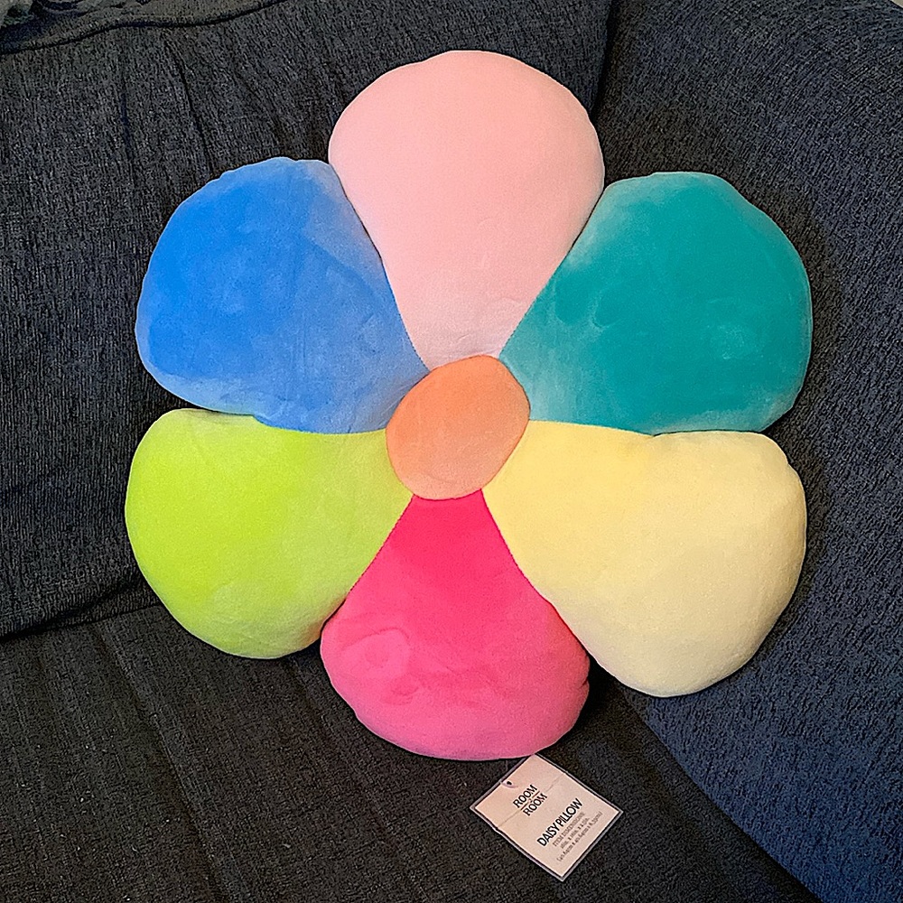 Rainbow Daisy Throw Pillow